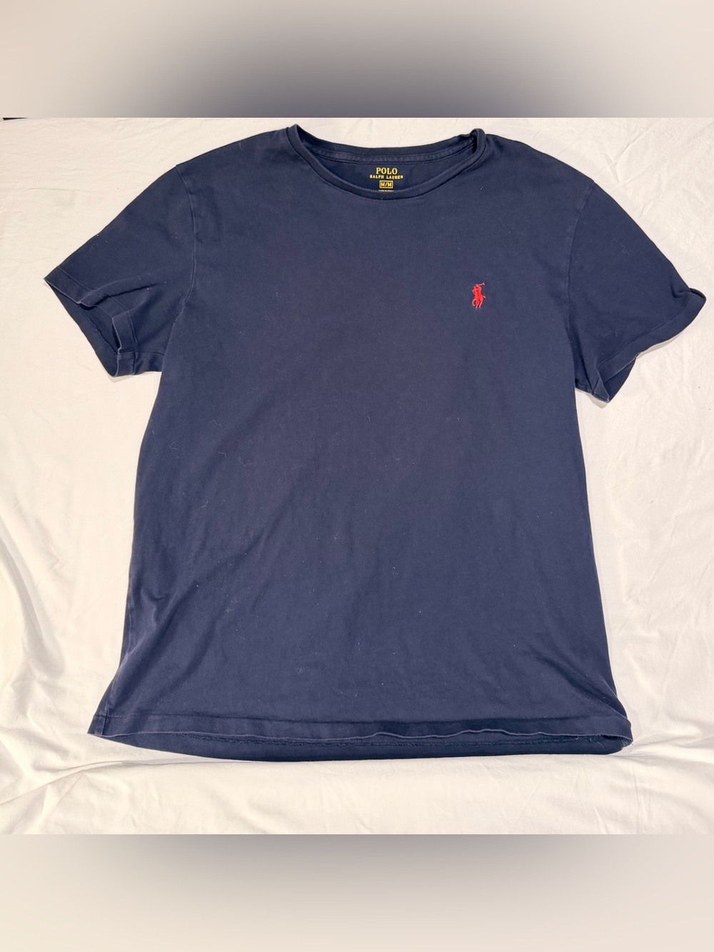 Polo by Ralph Lauren Navy T-Shirt with Yellow Logo Print